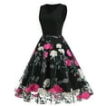 thumbnail image 5 of IBTOM CASTLE Women Vintage 1950s Sleeveless Floral Embroidery Flare A-line Dress Wedding Cocktail Party Swing Gatsby Evening Prom Short Gown XXL Hot Pink - Peony, 5 of 8