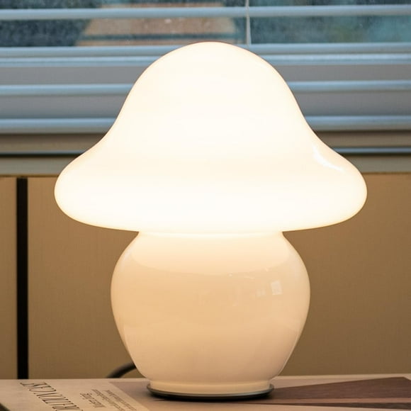 Mushroom Lamp Orange White Glass Mushroom Table Lamp for Bedrooms, Living Room, Aesthetic Lamps for Bedroom, Cute Bedside Lamp