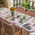 thumbnail image 3 of Spring Easter Table Cloths for 8 Foot Rectangle Tables, Watercolor Floral Eggs Rabbits Leaf Pink Plaid Patio Waterproof Elastic Fitted Tablecloths, Washable Rectangular Table Cover for Camping, 3 of 8