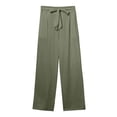 thumbnail image 4 of GJSYRH Straight Leg Linen Pants Women Summer Lightweight Drawstring High Waist Plus Size Pants Loose Comfy Boho Beach Pants Army Green XXL, 4 of 5