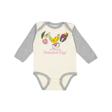 

Inktastic It s My 1st Valentine s Day Birds Gift Baby Boy or Baby Girl Long Sleeve Bodysuit