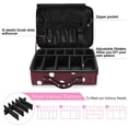 thumbnail image 4 of Large Travel Artist Makeup Bag With Adjustable Dividers &12 Brush Slots Portable Cosmetic Organizer White Dots on A Dark Red Background, 4 of 7