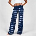 thumbnail image 4 of Women’s Stripe Casual Trousers - Elastic Waist Wide Leg Pants with Pockets - Loose Casual Home Loungewear Bottoms, 4 of 6