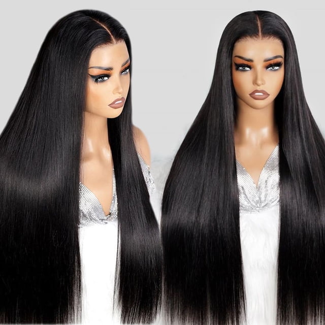 Pelucas con encaje en la parte delantera FUTGK, cabello humano liso, 60 cm, densidad 220
