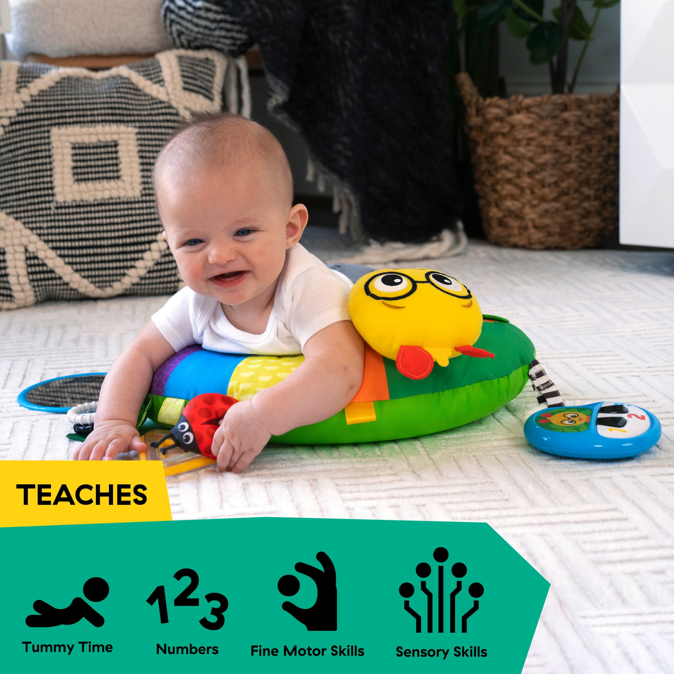 Baby Einstein Cal-a-Pillow Tummy Time Baby Activity Pillow for Ages 0+ Months