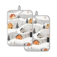 thumbnail image 7 of Yayeee Pot Holders Kitchen Heat Resistant with Pocket 7"x9.8" Cotton Oven Cooking Hot Pads, Orange Snow Houses, 7 of 7