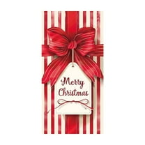 Uutvery Christmas Door Cover 35x71 Inches, Elastic Fabric with 3D Bow Tie Pattern, Holiday Door Wall Decoration, Christmas Party Home Office Indoor Outdoor Decor