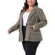 thumbnail image 4 of Blazers Agnes Orinda para mujeres de talla grande, de cuadros, con solapa de muesca, de manga larga, chaquetas de blazers casuales de negocios 4X negro marrón, 4 of 6