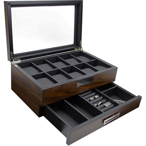 Decorebay Executive Wooden Watch Valet Sunglasses and Jewelry Box Storage (Sweetheart)