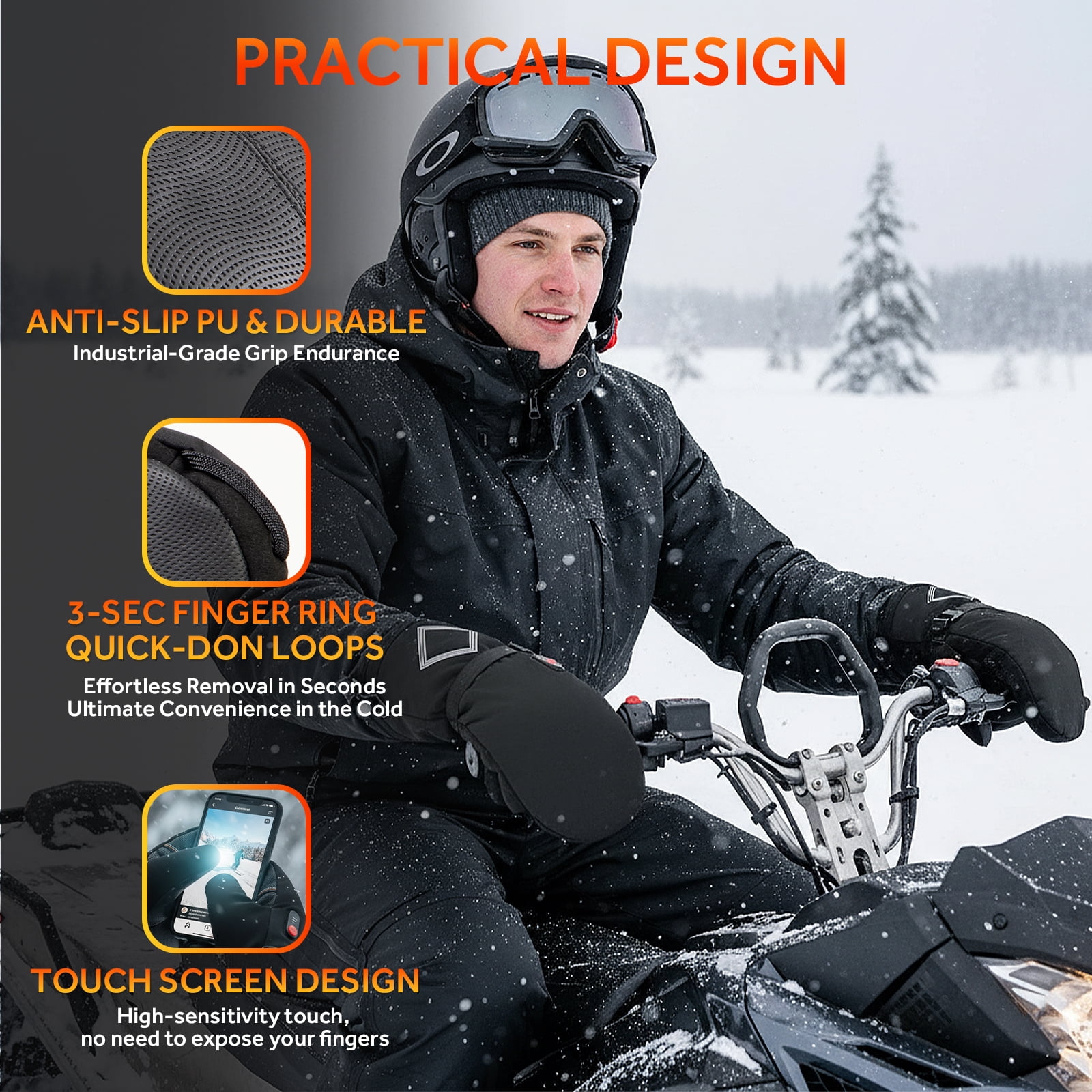 Heated Gloves for Men Women,158°F Heating Electric Rechargeable Winter Mittens,7.4V Leather Waterproof Touchscreen Hand Warmer for Motorcycle Work Ski Cycling(S/M/L/XL)