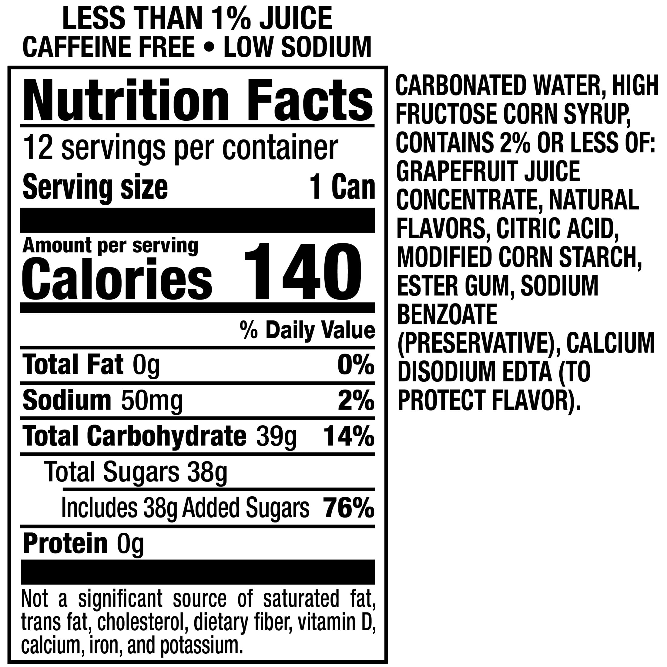 PR Squirt Caffeine Free Grapefruit Soda Pop, 12 fl oz, 12 Pack Cans