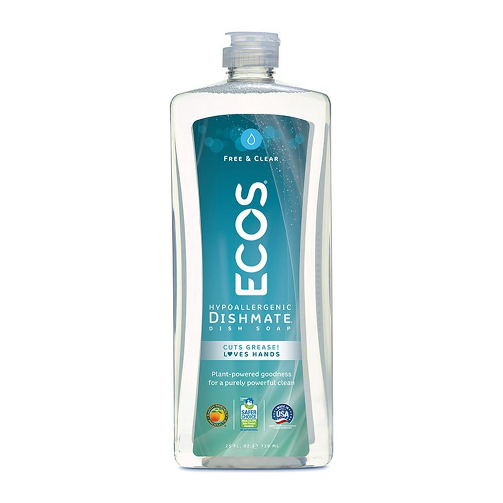 ECOS NonToxic Hypoallergenic Dish Soap, Free and Clear, 25 Ounce