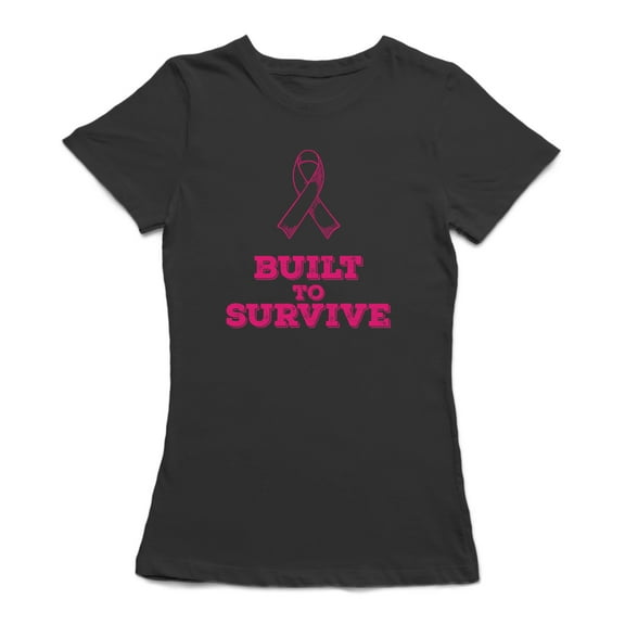 Built To Survive Pink Fight Women Black T-Shirt, Female Small