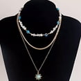 thumbnail image 4 of CUITING 3PCS Boho Good Luck Evil Eye Pearl Gold Plated Necklace Women Delicate Jewelry Party Gift-#2, 4 of 9