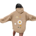 thumbnail image 2 of Graphic Hoodie for Women Cute Flower Print Long Sleeve Preppy Y2K Oversized Pullover Casual Lounge Hooded with Pocket, 2 of 5