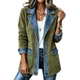 thumbnail image 2 of Hsovts Women's Faux Suede Blazer Jacket, Warm Comfort Notched Lapel Single Breasted Brown Faux Suede Leather Suit Jacket for Womens Casual Winter Coat Army Green S, 2 of 6
