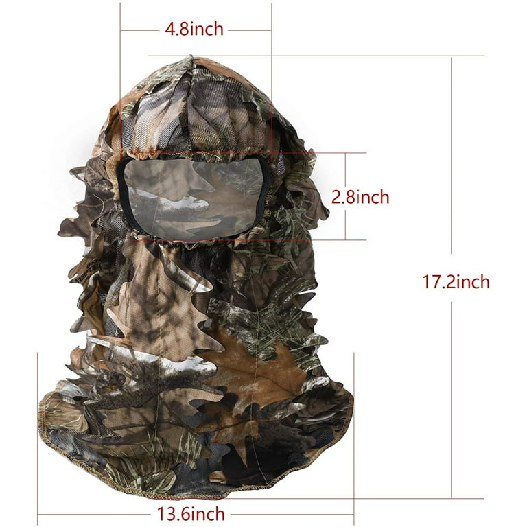 Kylebooker Ghillie Leafy Hat 3D Camouflage Full Face Mask Headwear Turkey  Camo Hunter Hunting Accessories 
