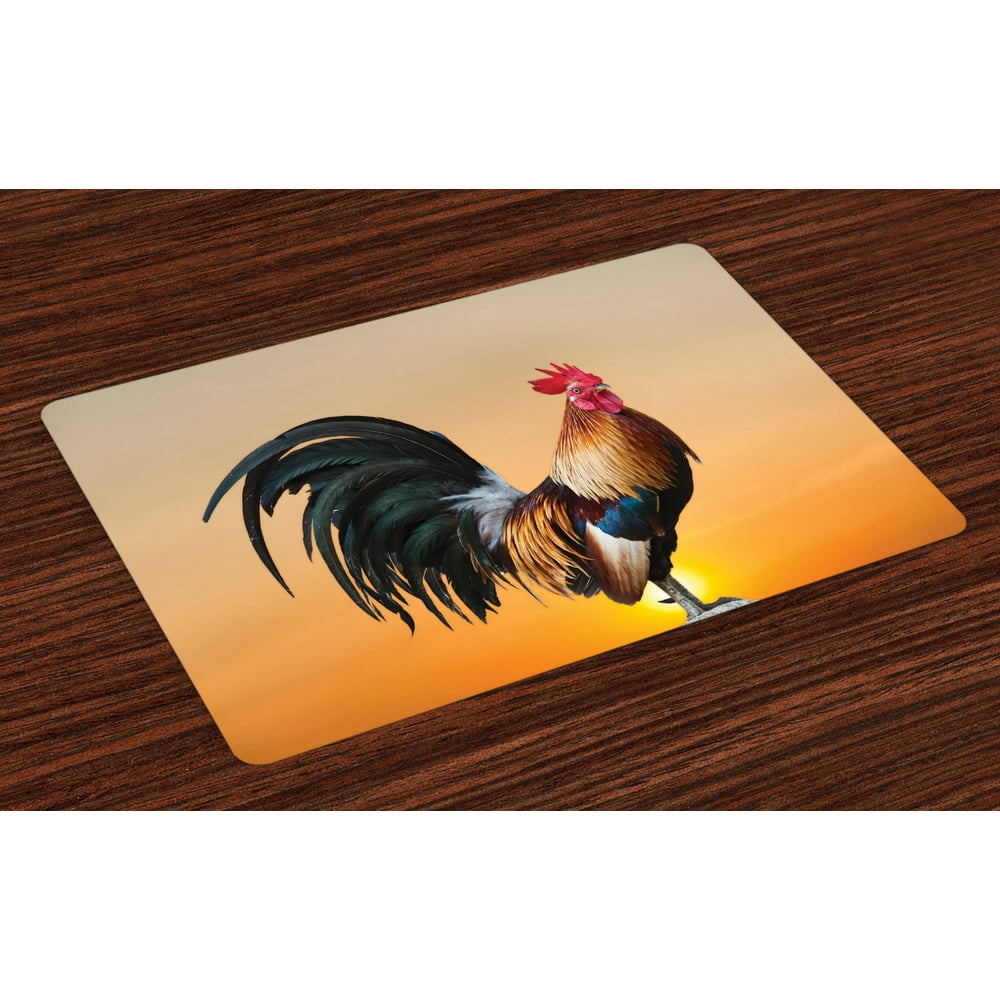 Rooster Placemats Set of 4 Animal Cockerel on Sunrise Farmhouse Harvest
