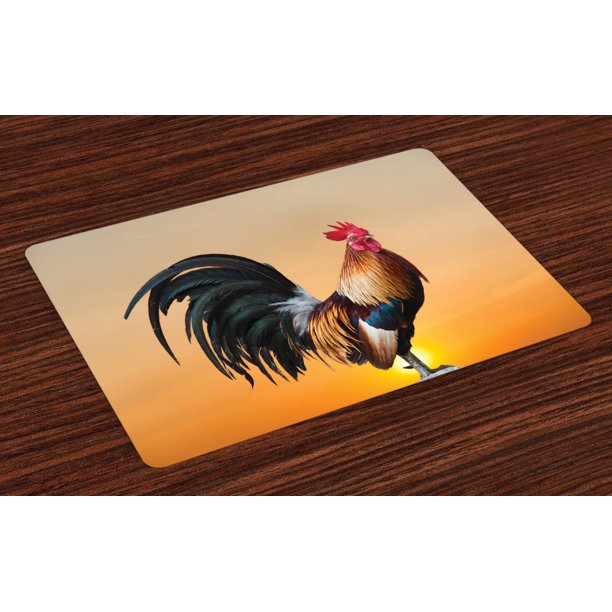 Rooster Placemats Set of 4 Animal Cockerel on Sunrise Farmhouse Harvest