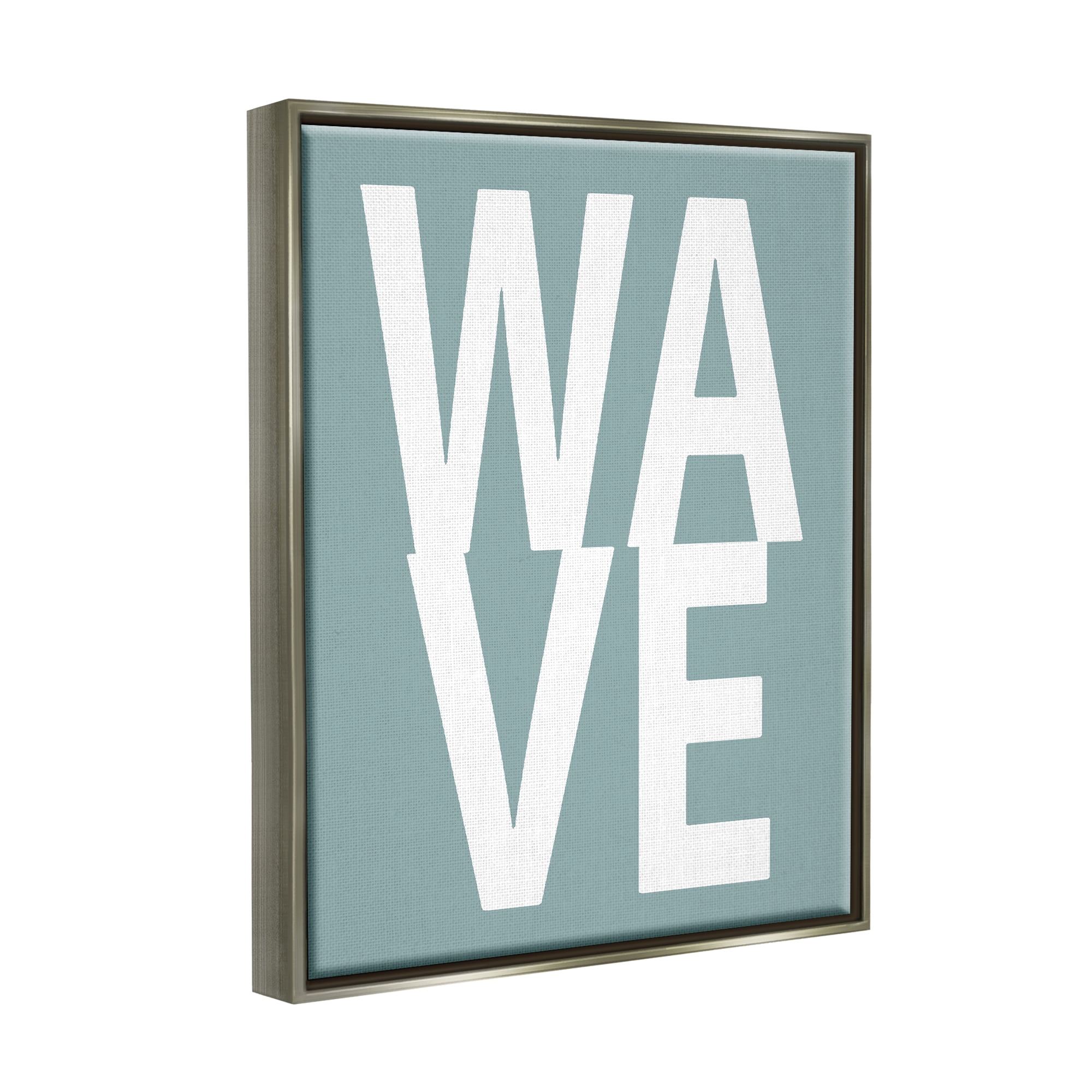 Stupell Wave Turquoise Summer Typography Landscape Painting Gray Floater Framed Art Print Wall Art