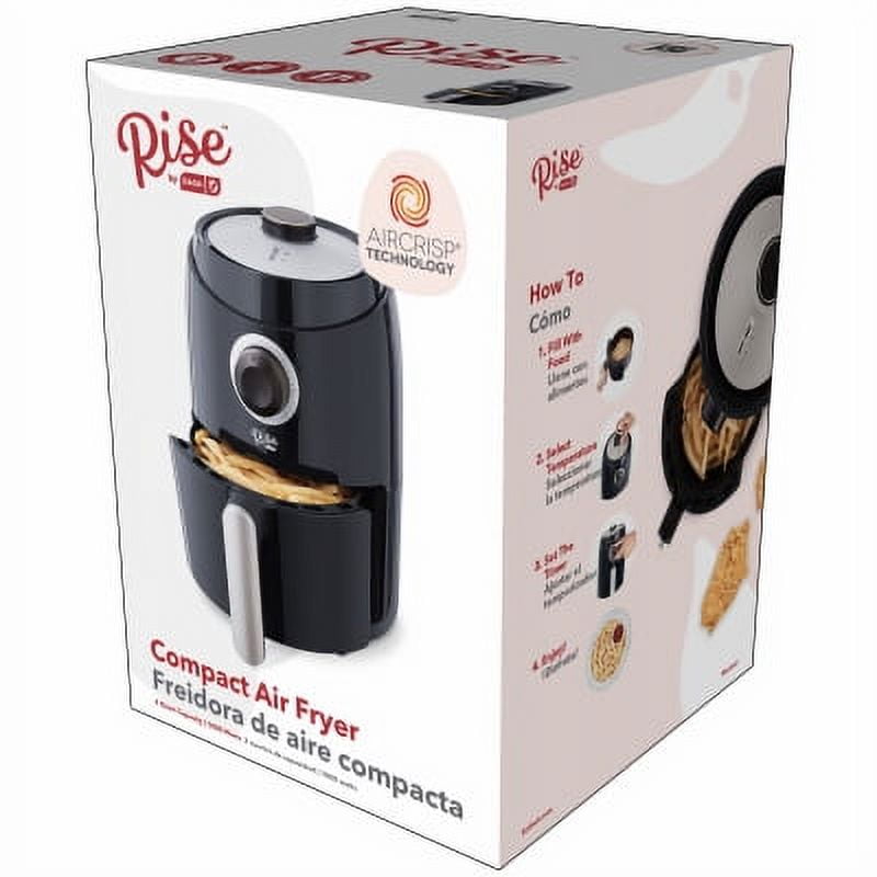 Rise by Dash Compact Air Fryer Oven with Temp Control Non Stick Basket Recipes Auto Shut off 2 Quart Red New 12 in. tall Walmart