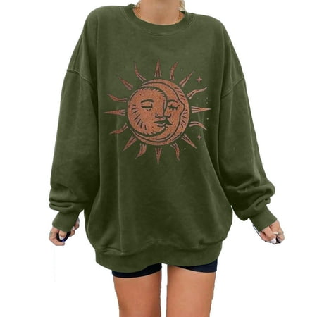 

Mortilo Sweatshirt For Women s Tops Winter Sun Printing Sweatshirt Pullover Tops