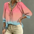 thumbnail image 4 of Summer V Neck Womens Blouses Dressy Casual 3/4 Sleeve Shirts Dressy Casual V-Neck Summer Tops Flowy Summer Ruffe Shirt, 4 of 5