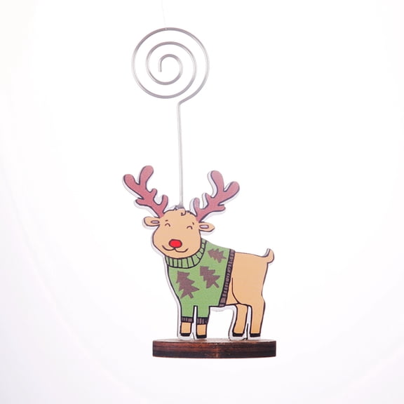 Homoyoyo 1 Set Christmas Photo Clip Holder with Flat Base, Wood Card and Photo Display, 11.8 x 1.2 x 6.4 inches