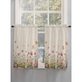 thumbnail image 5 of Watercolor Flowers Bathroom Window Curtain, Spring Daisy Floral Butterflly Beige Light Filtering Coffee Kitchen Curtains, Bedroom Living Room Curtains 2 Panel 84"x54", 5 of 6