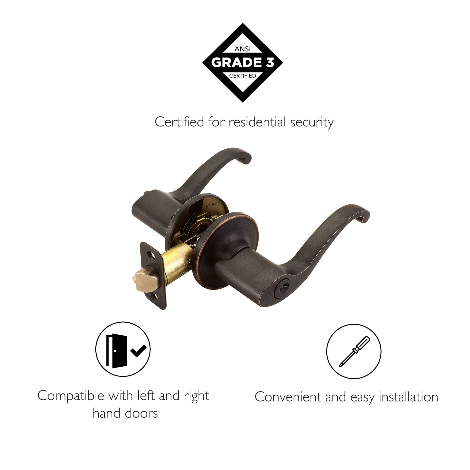 Design House Scroll Keyed Entry Door Lever, Oil Rubbed Bronze