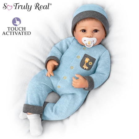 The Ashton - Drake Galleries Oliver Interactive Lifelike So Truly Real Baby Boy Doll Breathes Coos Has Heartbeat Weighted Poseable Soft RealTouch Vinyl Skin by Doll Artist Linda Murray 19"-inches