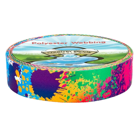 Country Brook Design® 1 inch Paint Splatter Polyester Webbing, 20 Yards