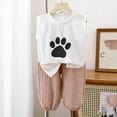 thumbnail image 2 of Afuyipoi Girls Boys 2-Piece Summer Clothes (1-8 Years) Soft Cotton Printed Sleeveless Crewneck T-Shirt and Elastic Waist Shorts Set for Toddler Kids Pink 2T, 2 of 7