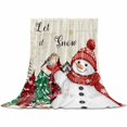 thumbnail image 2 of Red Snowman Throw Flannel Blanket 40x60In Christmas Let Snow Pine Trees Bird Snowing Beige Super Soft Cozy Bed Blanket, Lightweight Plush Fuzzy Bed Throw for Bedroom Sofa Couch Living Room, 2 of 4