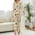 thumbnail image 2 of Top-kevin Pajama Sets for Womens Halloween Ghosts Flowers Loose Button Down Long Sleeve Shirts And Pants Set, 2 of 6