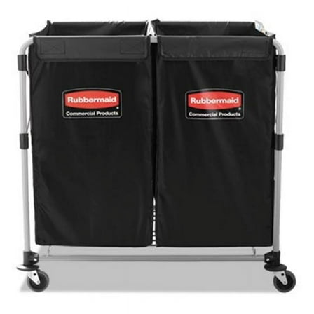 Rubbermaid Commercial 2 to 4 Bushel Cart Collapsible X-Cart, Black & Silver