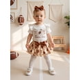 thumbnail image 6 of RUINIXCW Newborn Baby Girls Football Game Day Outfit Infant Baby Girl Summer Fall Clothes Rugby Short Sleeve Romper and Bow Ruffles Skirt Headband Set, 6 of 9