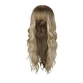 thumbnail image 2 of Long Ombre Blonde Wig with Bangs, Dark Roots for Women Wavy Curly Natural Looking Heat Resistant Synthetic Fiber Wigs, A, 11.2oz, 26inch, 2 of 9