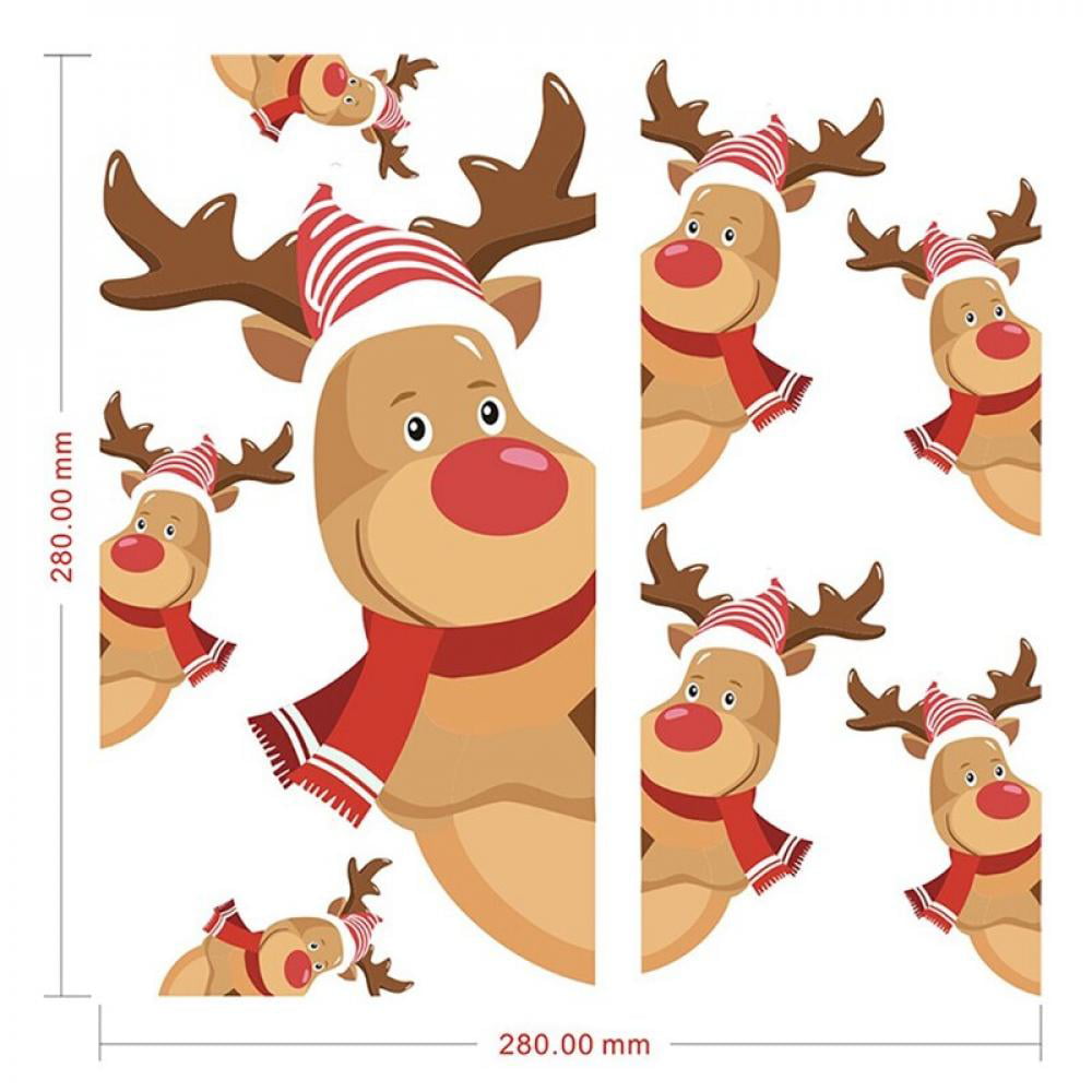 ZALING Elk Refrigerator Sticker Self-Adhesive Christmas Door Decals Christmas Fridge Decals For Glass Home Shop Window
