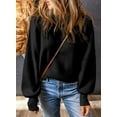 thumbnail image 3 of SHEWIN Womens Sweaters Crewneck Batwing Long Sleeve Side Slit Fall Oversized Ribbed Knit Pullover Jumper Tops Black, 3 of 8