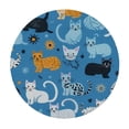 thumbnail image 2 of JEUXUS  Cute Cat Set Round Fitted Tablecloth with Elastic Edge, Cat Pattern Table Cloth Waterproof Wipeable Round Table Cover for Indoor Outdoor Patio, Fits Tables up to Diameter, 2 of 7