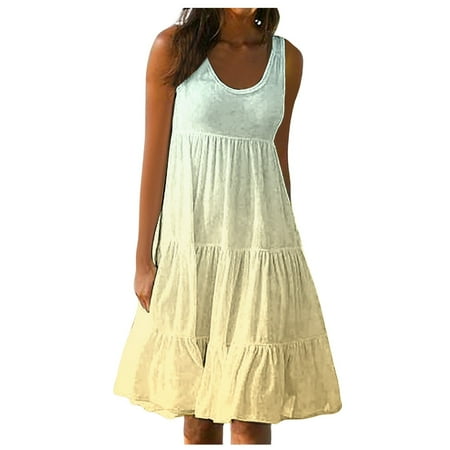 Blphud Summer Dress Loose Dress Womens Summer Dress Sleeveless Dress Solid Loose Short Flowy Summer Outfits Women Women s Summer Dresses 2024 Hot Pink S
