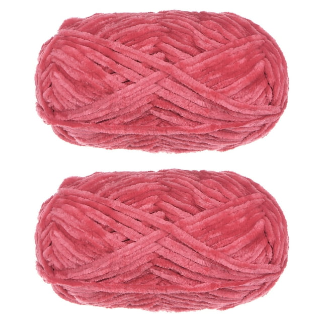 Unique Bargains 2 Pelotes Fil Velours Fil Chenille 87,49 Verges Polyester Fil Doux pour Couverture 2 Pcs Rouge Clair
