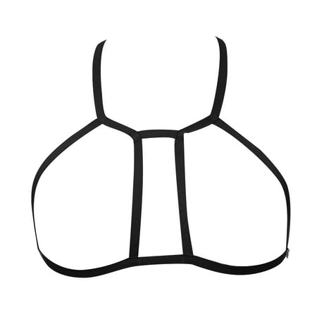 

Pimfylm Fishnet Lingerie Cross Back Sport Bras Padded Strappy Criss Cross Cropped Bras for Yoga Workout Fitness Low Impact Black One Size