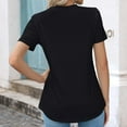 thumbnail image 5 of Black Women's Short Sleeve T-shirt, Womens Casual Crew Neck Short Sleeve Pleated Tops Blouses Fashion Clothes 2024,Women's Short sleeve T-shirt S, 5 of 9