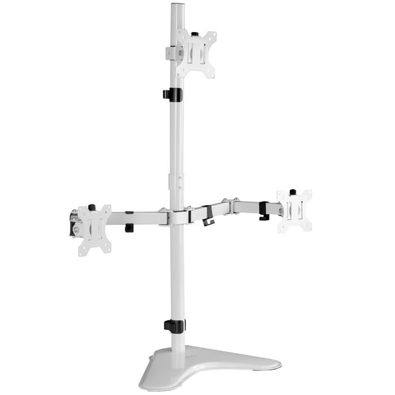 VIVO White Triple Monitor Desk Stand, Adjustable Mount for 3 Screens up to 30"