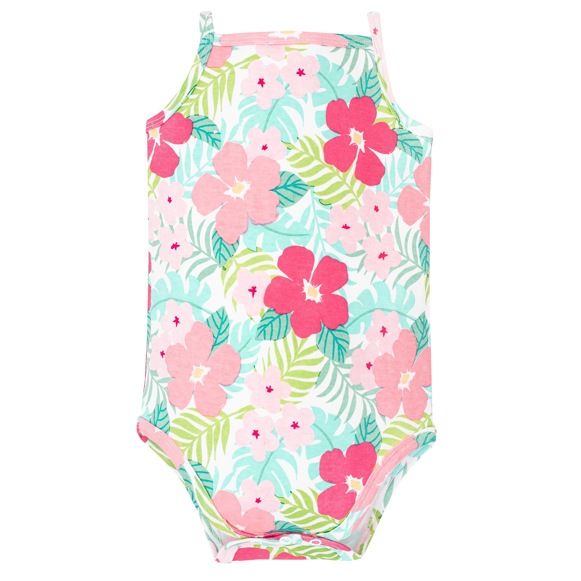 Hudson Baby Girl Cotton Sleeveless Bodysuits 5-Pack, Tropical Flamingo, Preemie