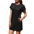 thumbnail image 2 of Fancyglim Women’s T-shirt Dress Summer Short Sleeve Dresses Casual Solid Beach Mini Dress with Pockets Black M, 2 of 7