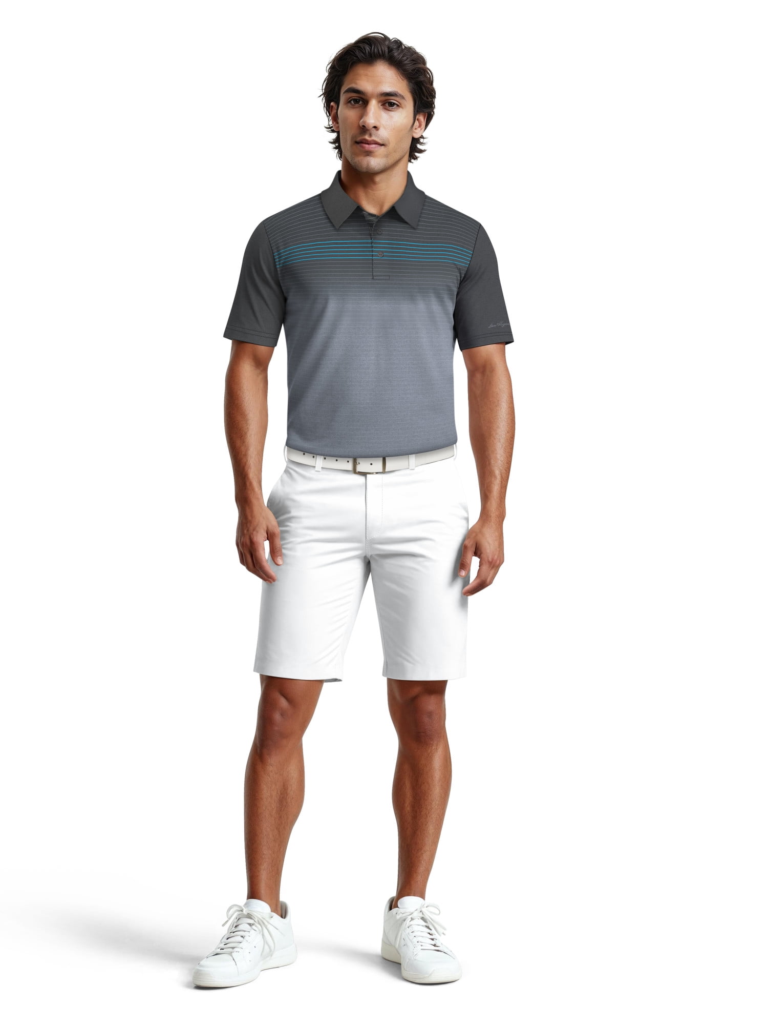 Ben Hogan Men's & Big Men's Performance Heather Assymetric Short Sleeve Golf Polo Shirt, Sizes S-3XL