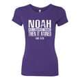 thumbnail image 2 of Wild Bobby Noah Was A Conspiracy Theorist Inspirational/Christian Women Slim Fit Junior Tee, Purple Rush, X-Large, 2 of 5